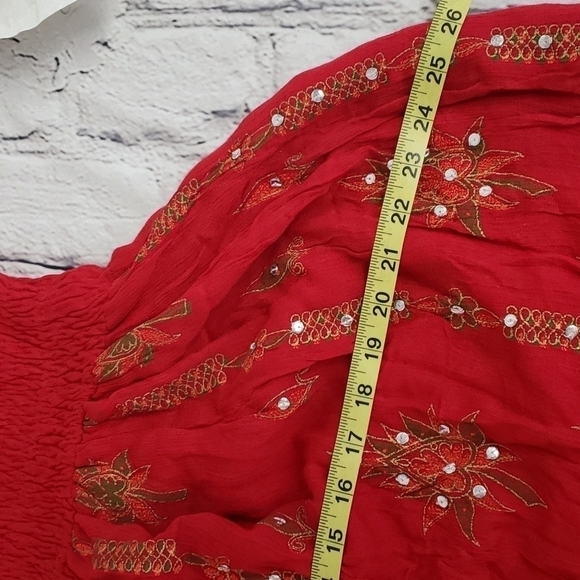 Cassee's Rayon Tube Halter Dress Sequins Red Orange Green M EUC - Picture 13 of 16